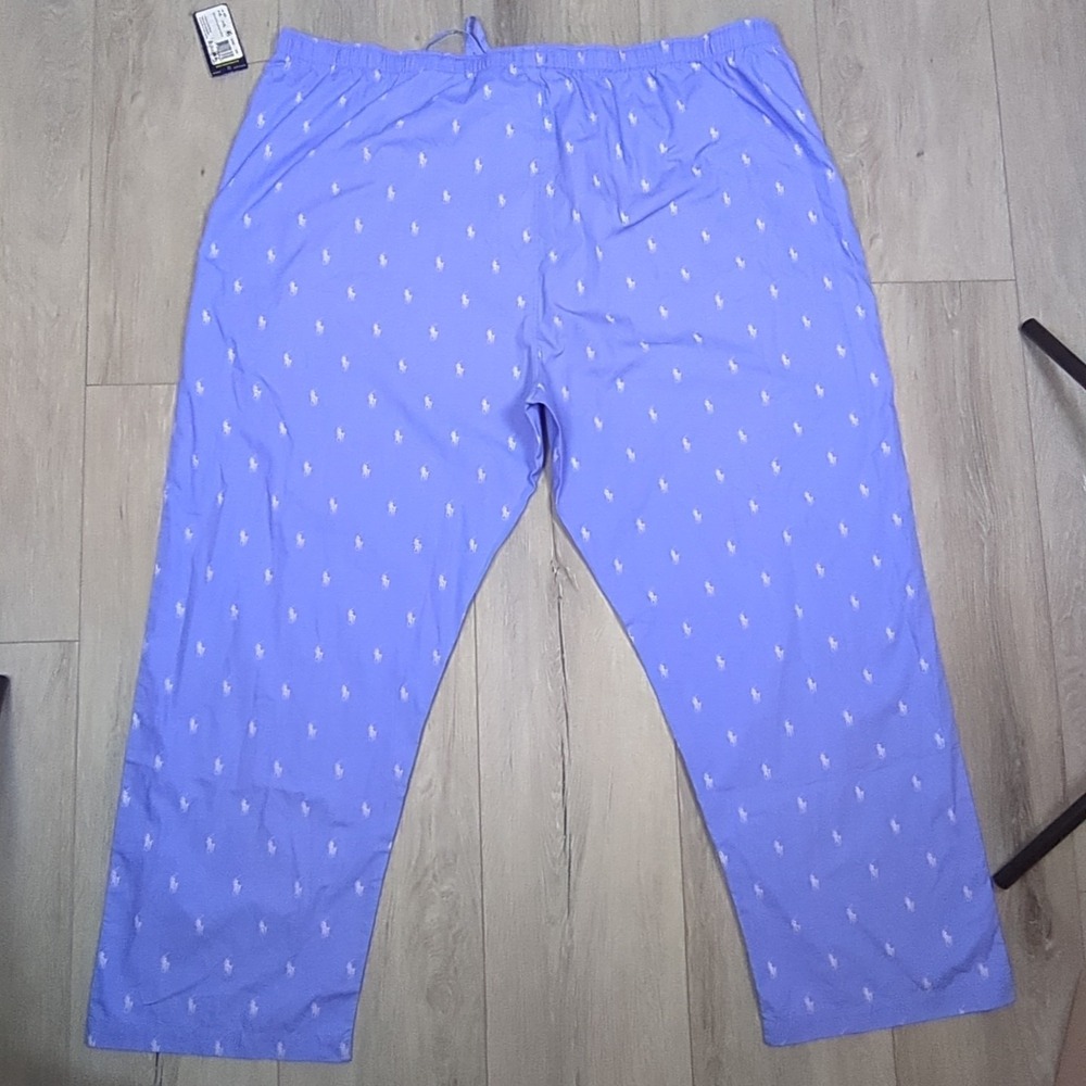 Polo Ralph Lauren Pajama Pants Mens 4XLT Blue White Logo All Over Print Lounge - Picture 15 of 16